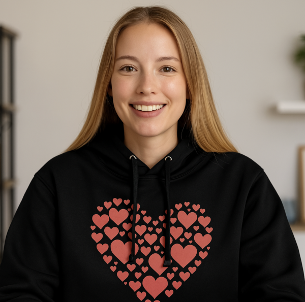 Love Hoodie Women Men Unisex Red Heart Valentine's Day Graphic Pullover Hoodie